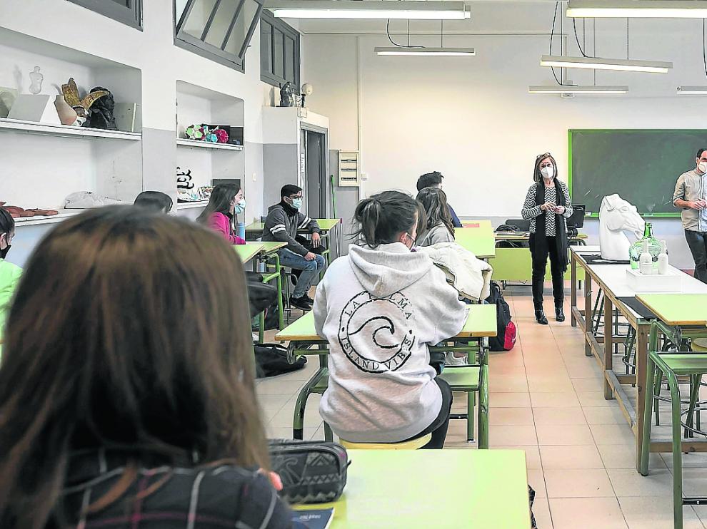 los alumnos del ies goya de zaragoza en febrero cuando recuperaron la presencialidad total